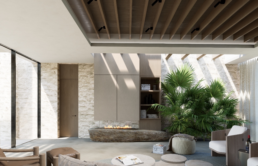 Stone Fireplace Room